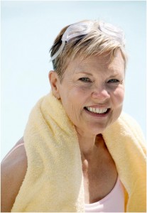 happy swimmer senior enjoying retirement coaching
